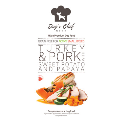 DOG'S CHEF Turkey & Pork with Sweet Potato and Papaya for ACTIVE Small Breed 500g
